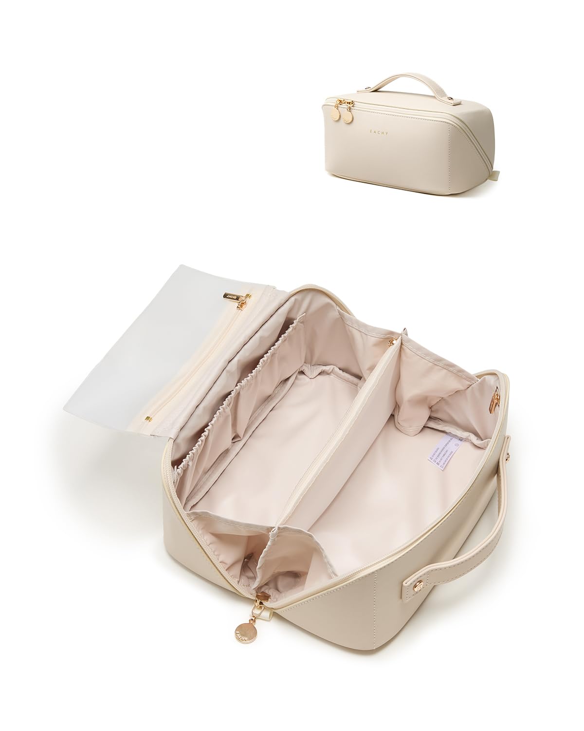 Wide-Open PU Leather Makeup Bag