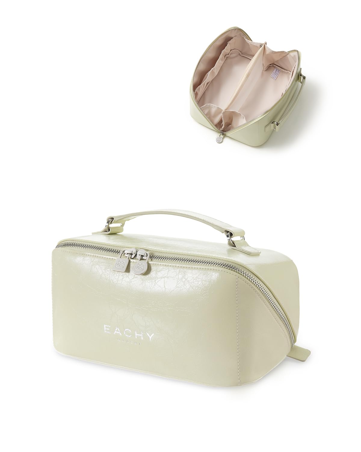 Wide-Open PU Leather Makeup Bag
