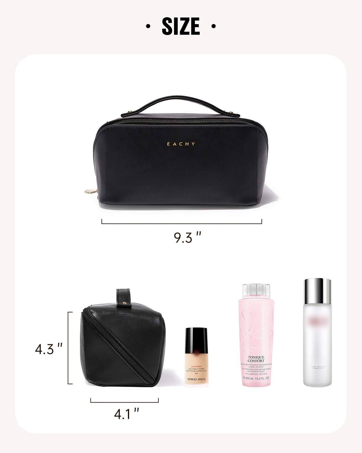 Wide-Open PU Leather Makeup Bag