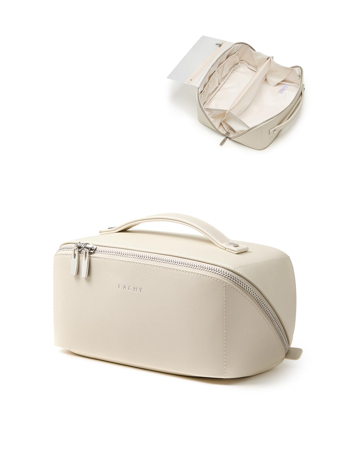 Wide-Open PU Leather Makeup Bag
