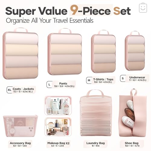 Nine-Piece Compression Packing Organizer Set