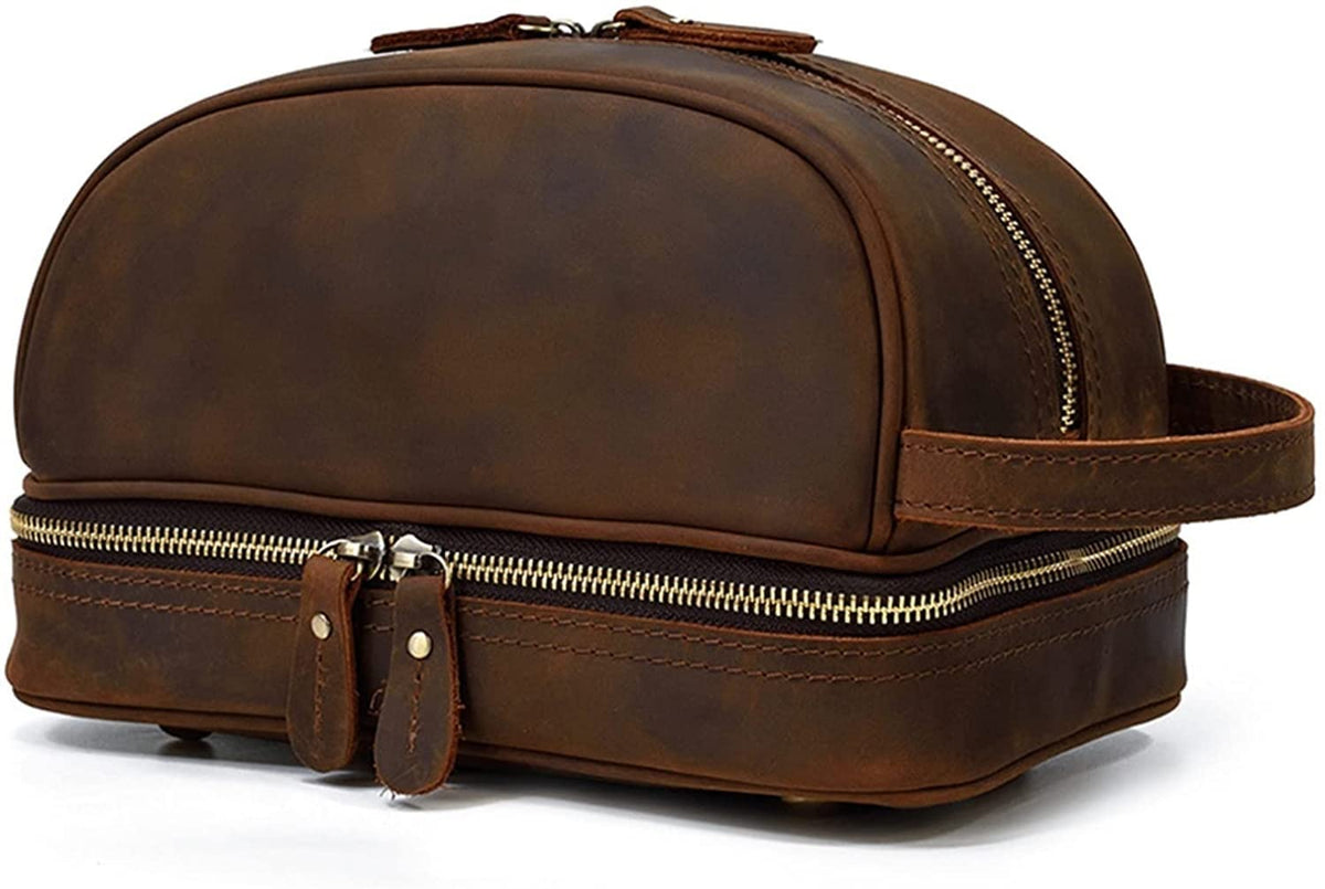 Water-Resistant Leather Toiletry Kit