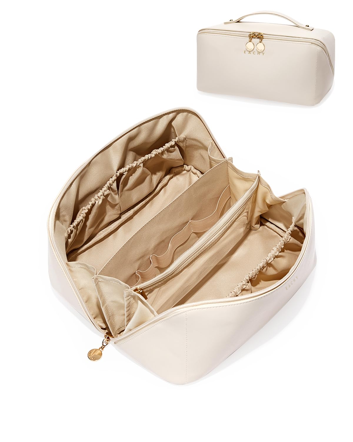 Wide-Open PU Leather Makeup Bag