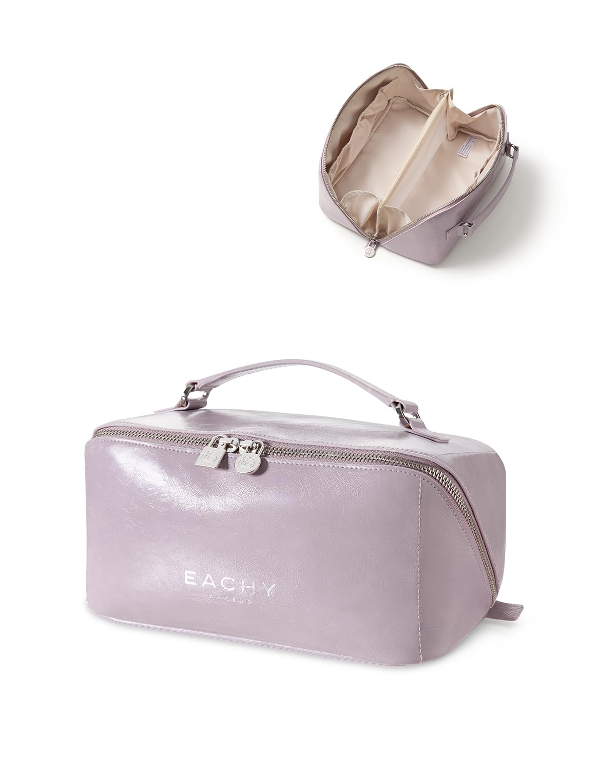 Wide-Open PU Leather Makeup Bag