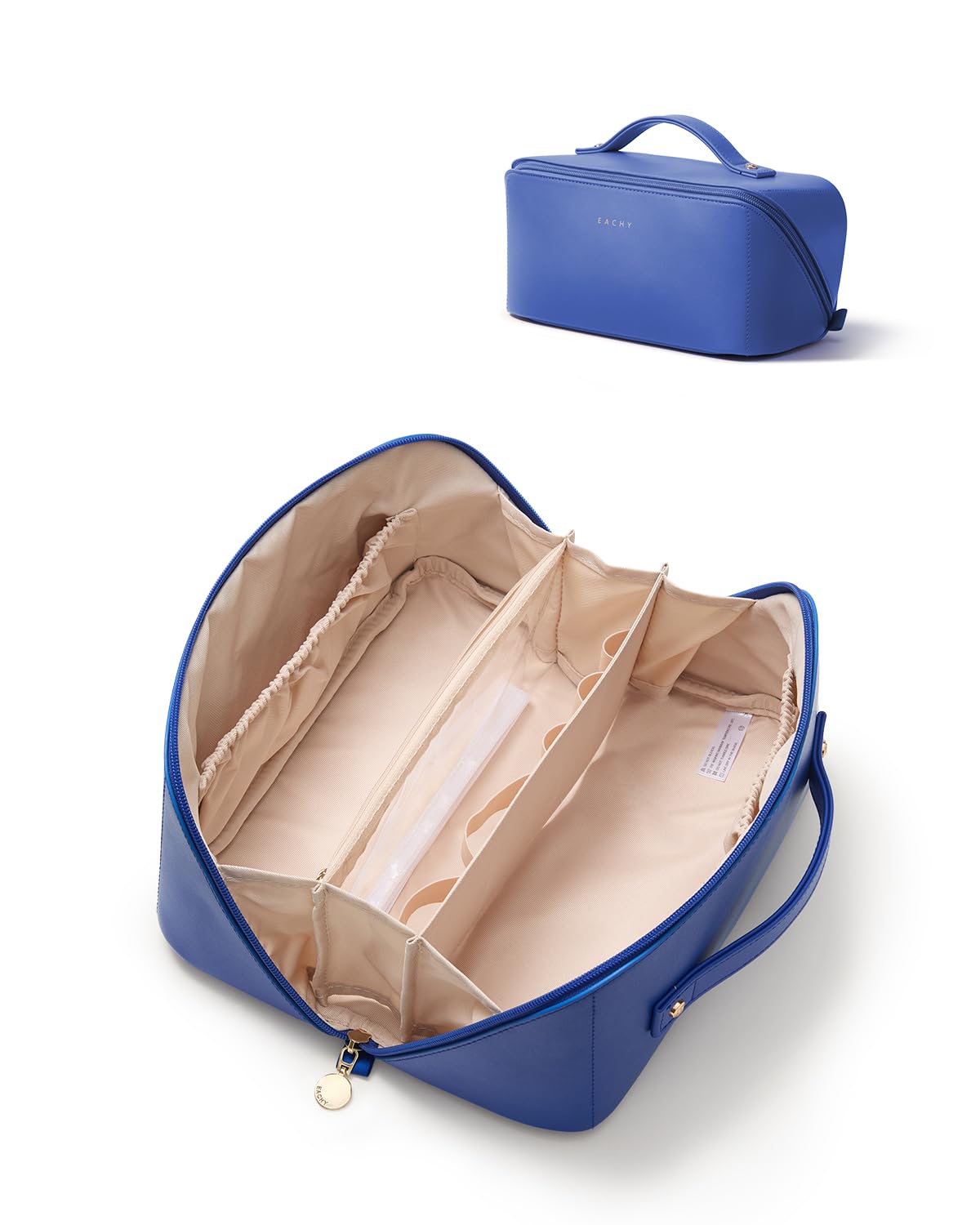 Wide-Open PU Leather Makeup Bag