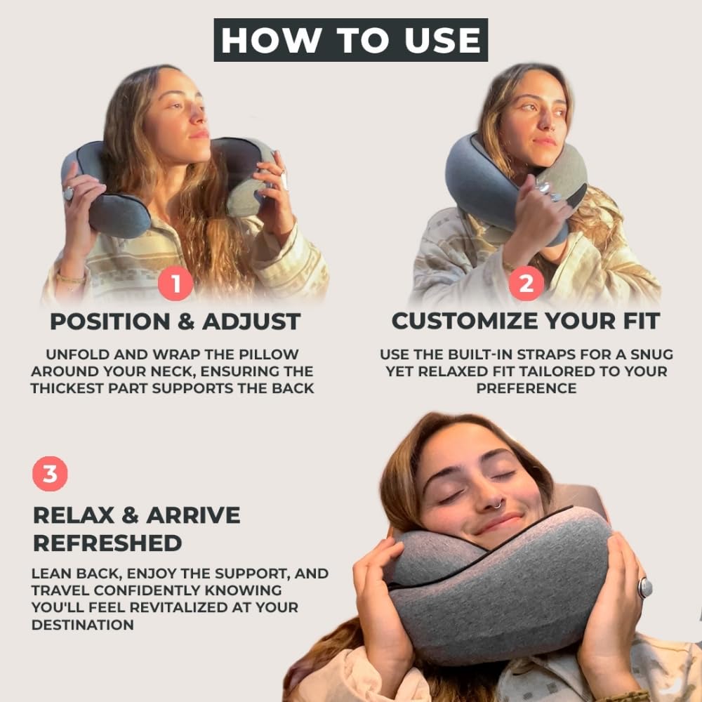 Contoured Memory Foam Travel Neck Pillow