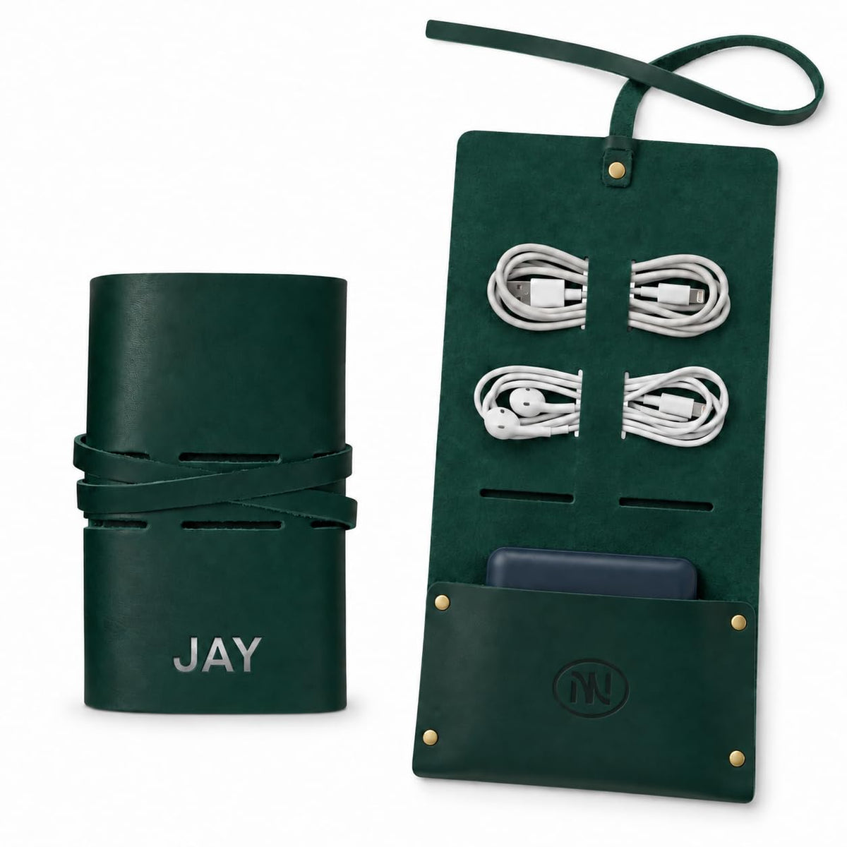 Leather Roll-Up Cable Organizer