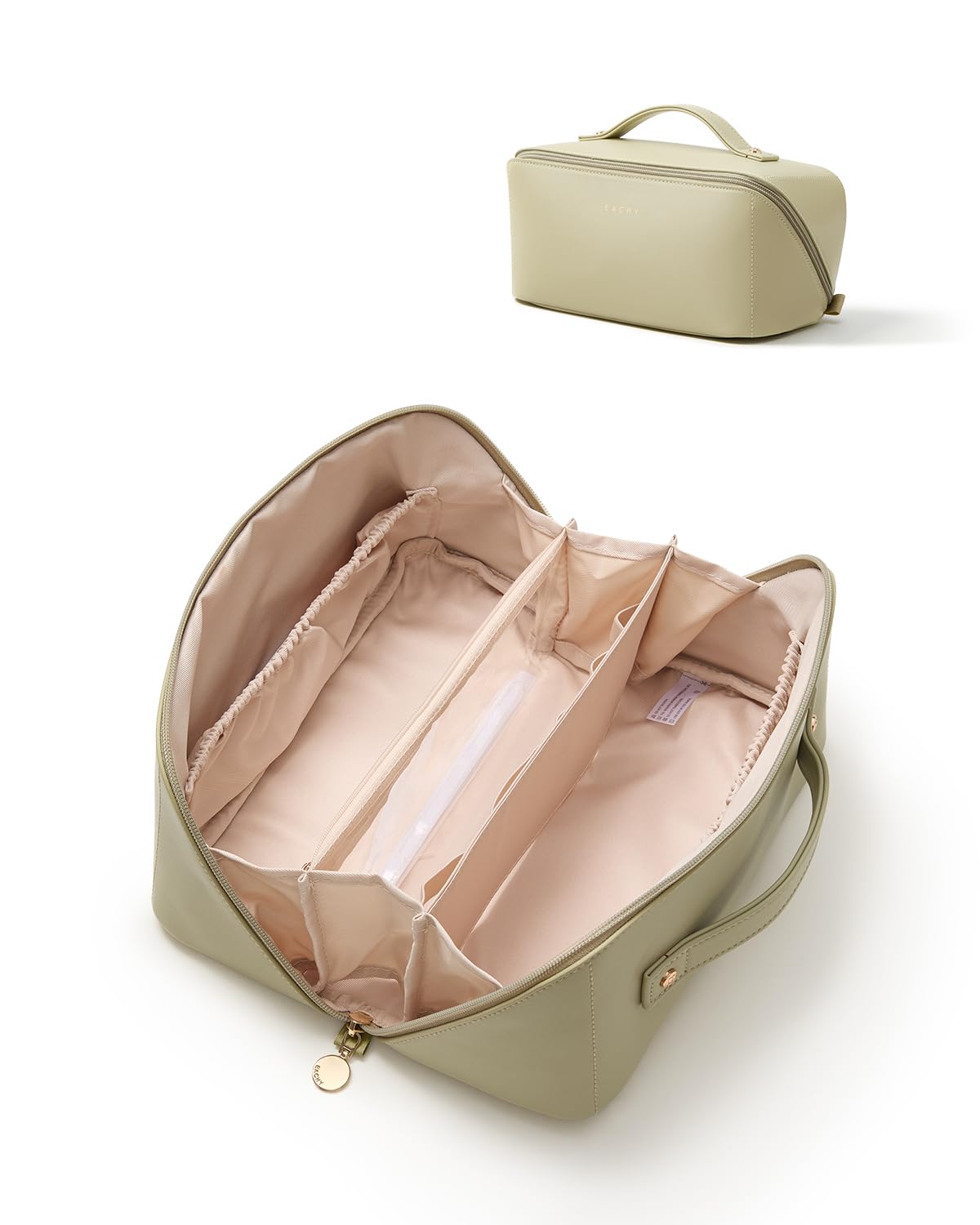Wide-Open PU Leather Makeup Bag