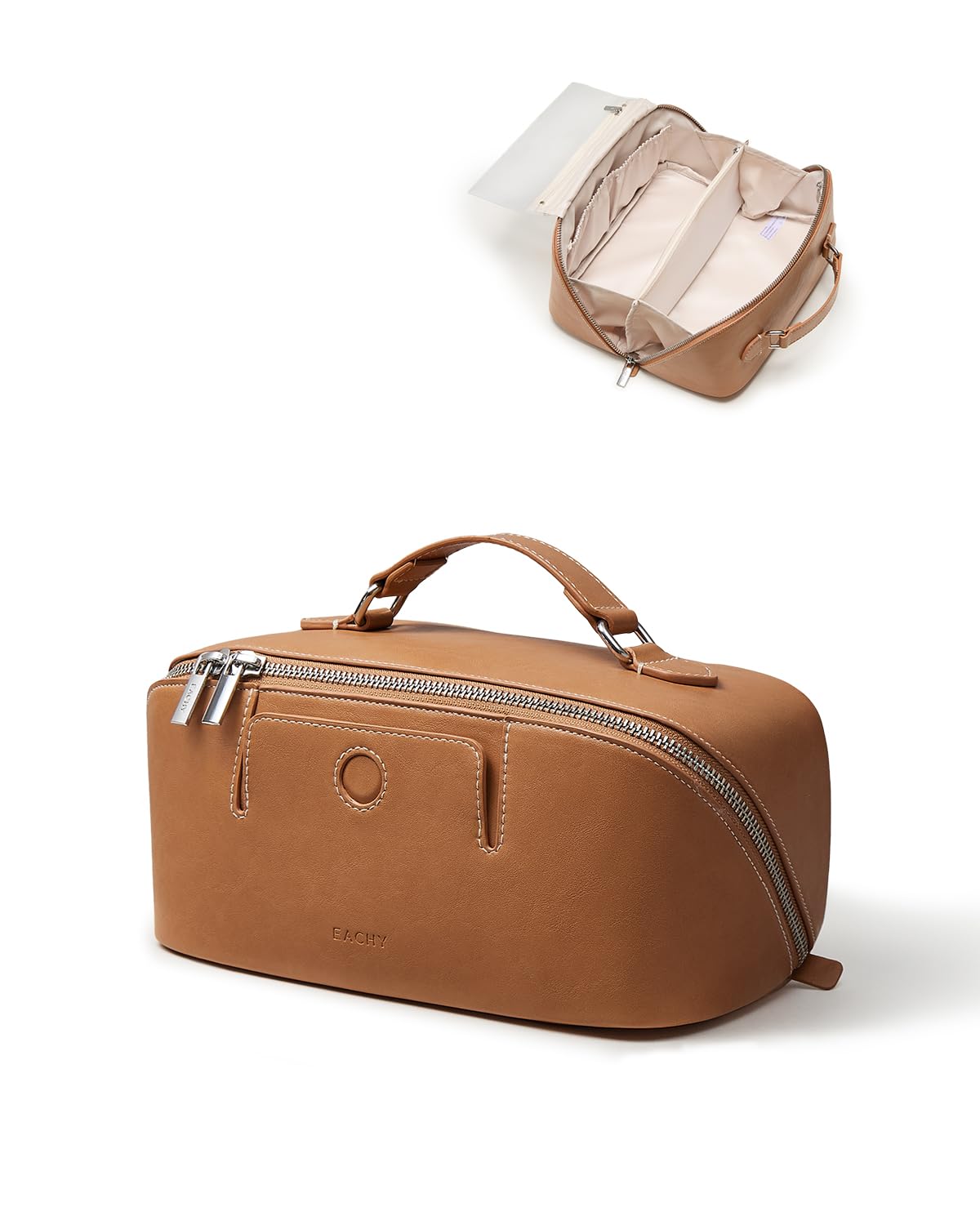 Wide-Open PU Leather Makeup Bag