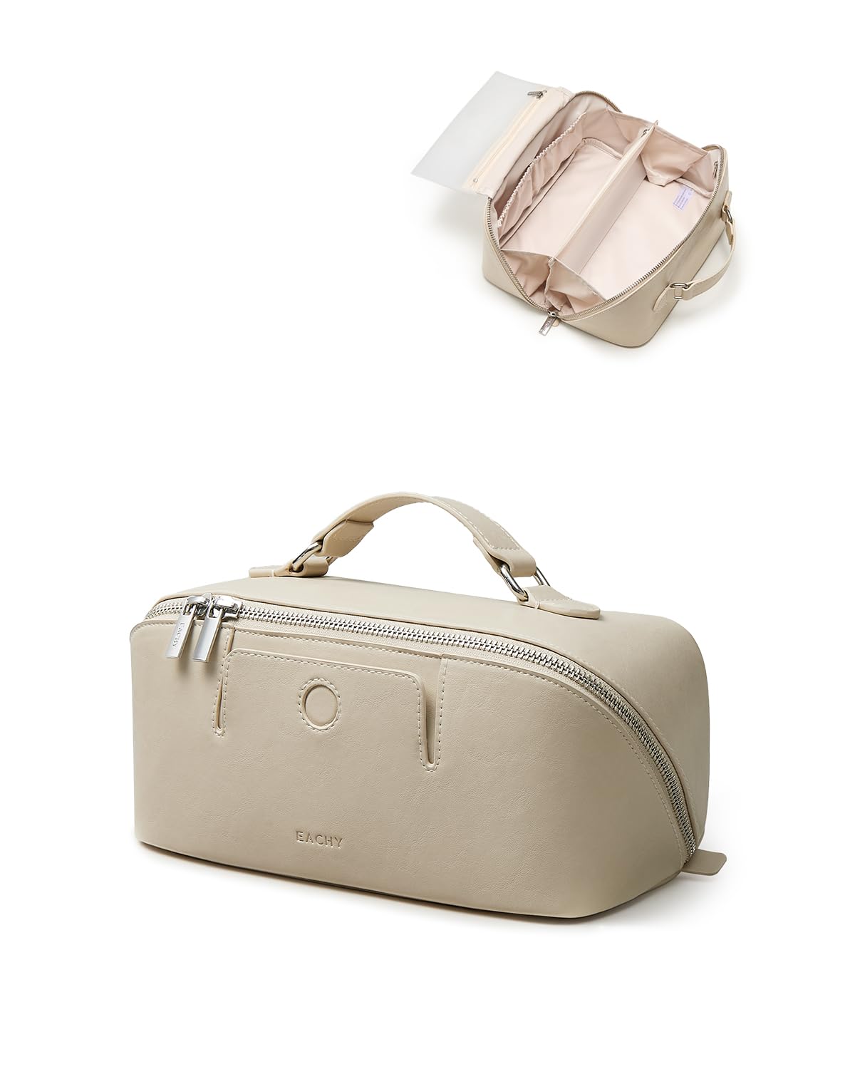 Wide-Open PU Leather Makeup Bag