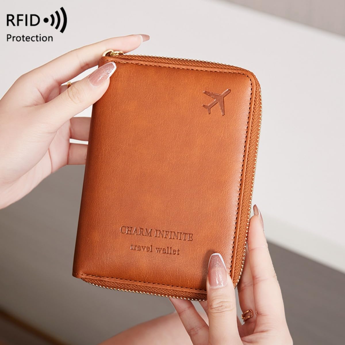 Zippered RFID Leather Passport Organizer