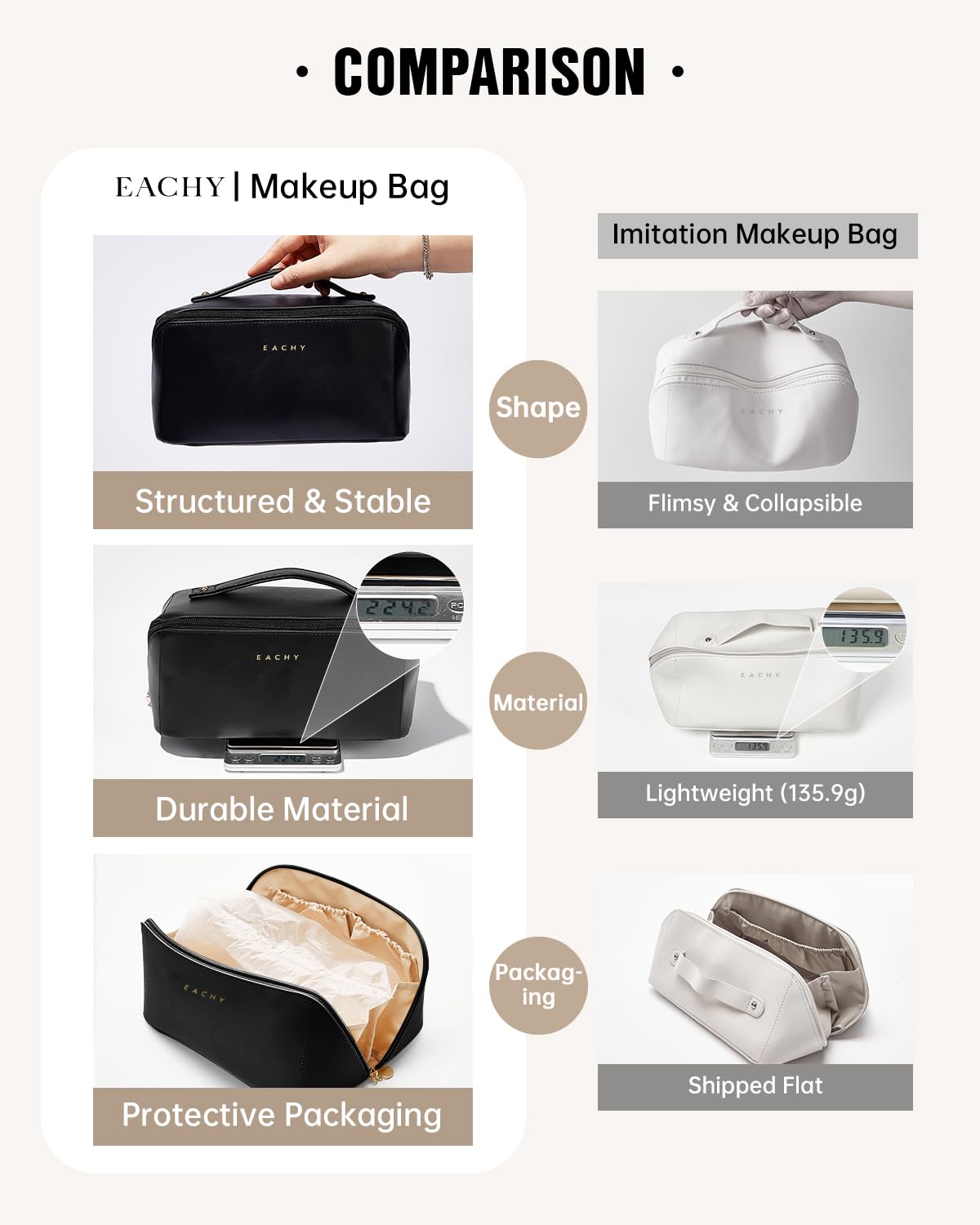 Wide-Open PU Leather Makeup Bag