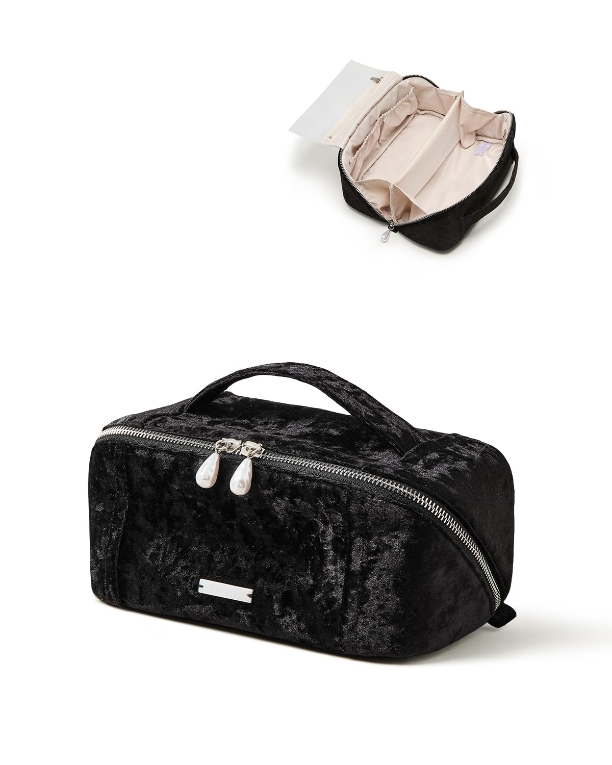 Wide-Open PU Leather Makeup Bag