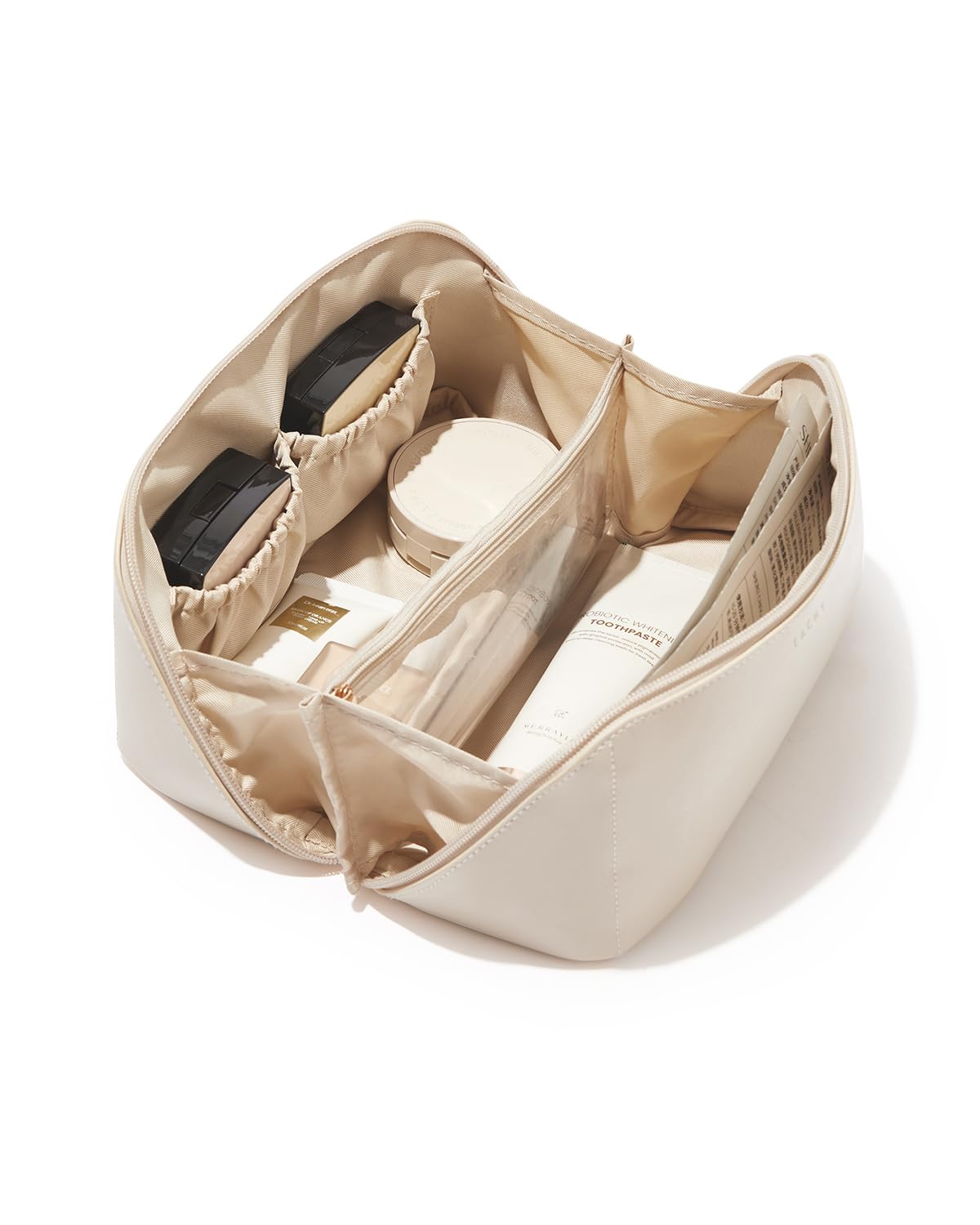 Wide-Open PU Leather Makeup Bag