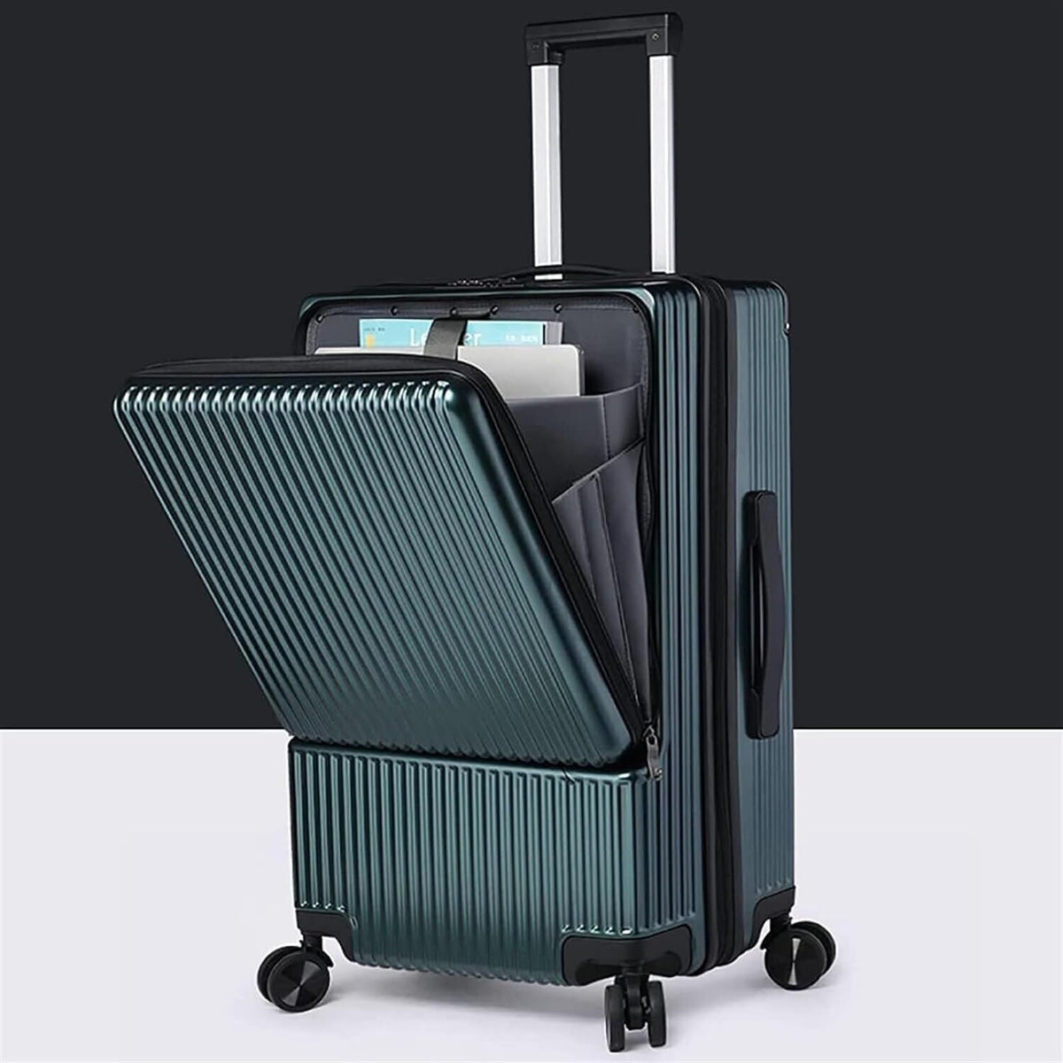 Front-Pocket Aluminum-Frame Suitcase