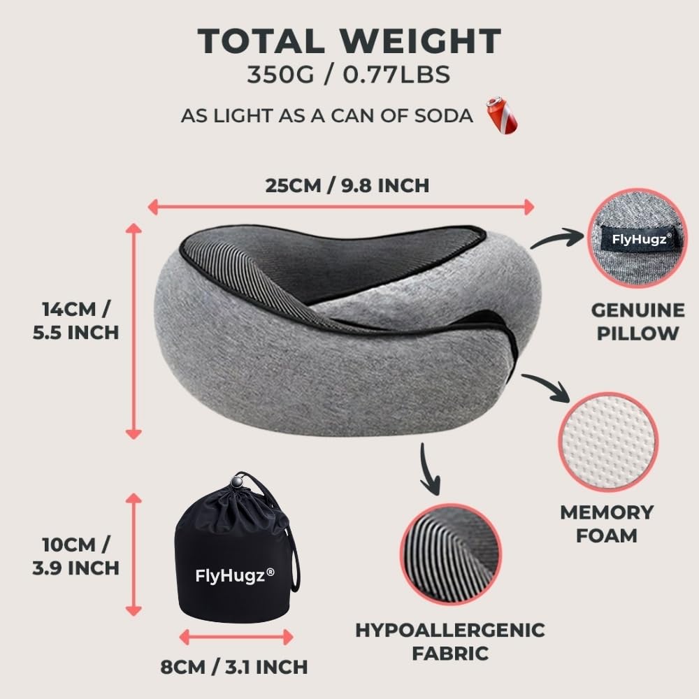Contoured Memory Foam Travel Neck Pillow