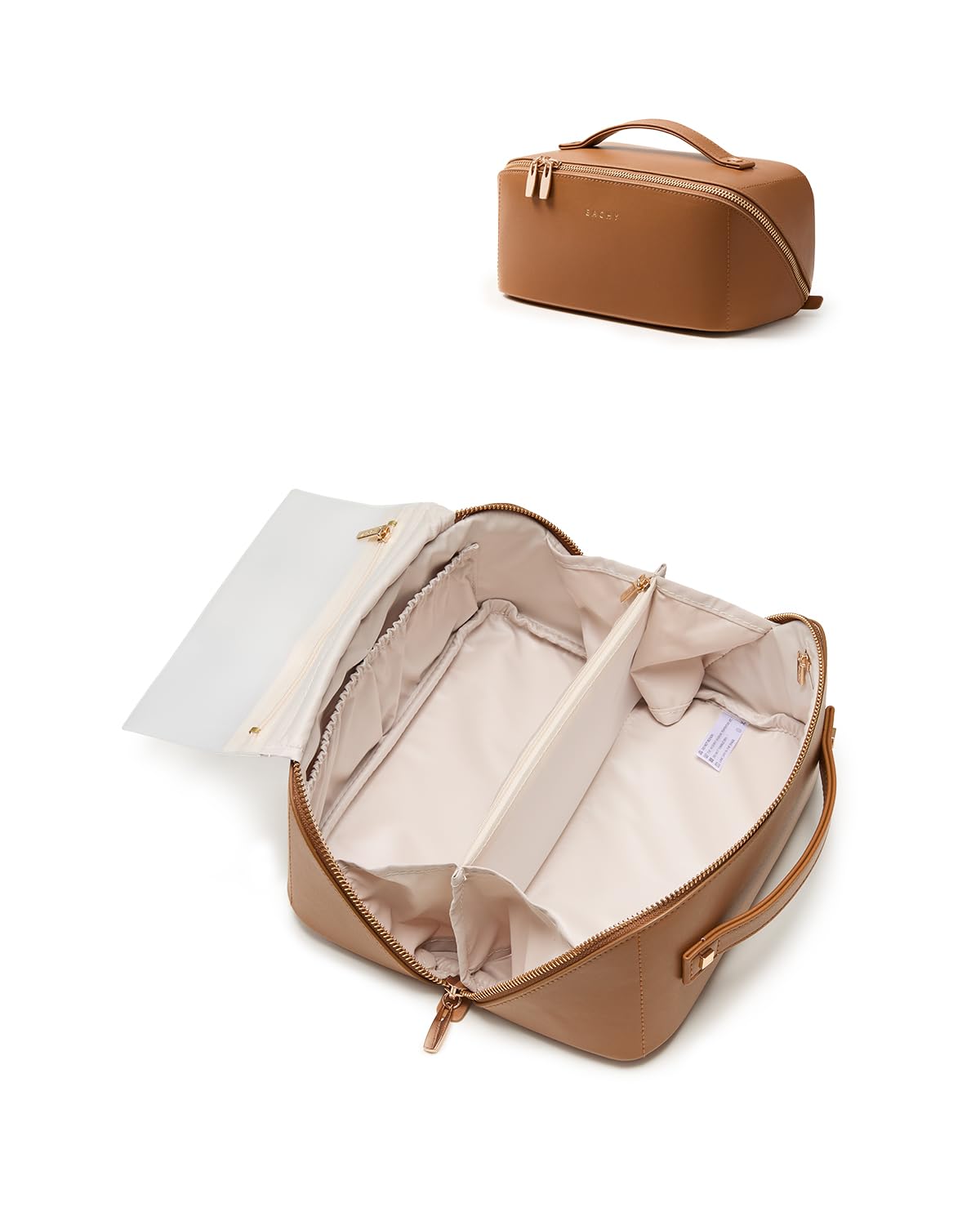 Wide-Open PU Leather Makeup Bag