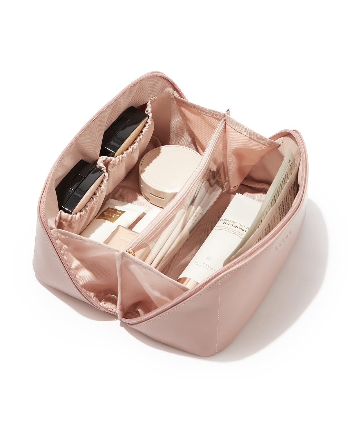 Wide-Open PU Leather Makeup Bag