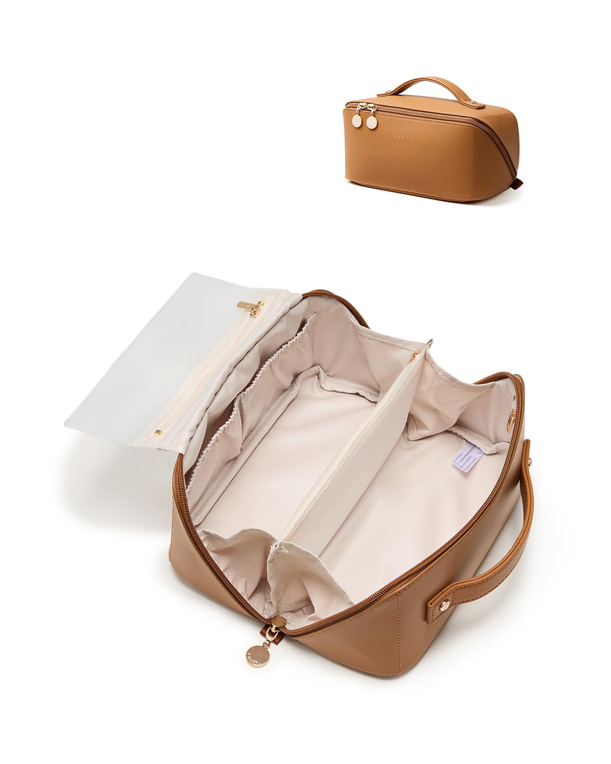 Wide-Open PU Leather Makeup Bag