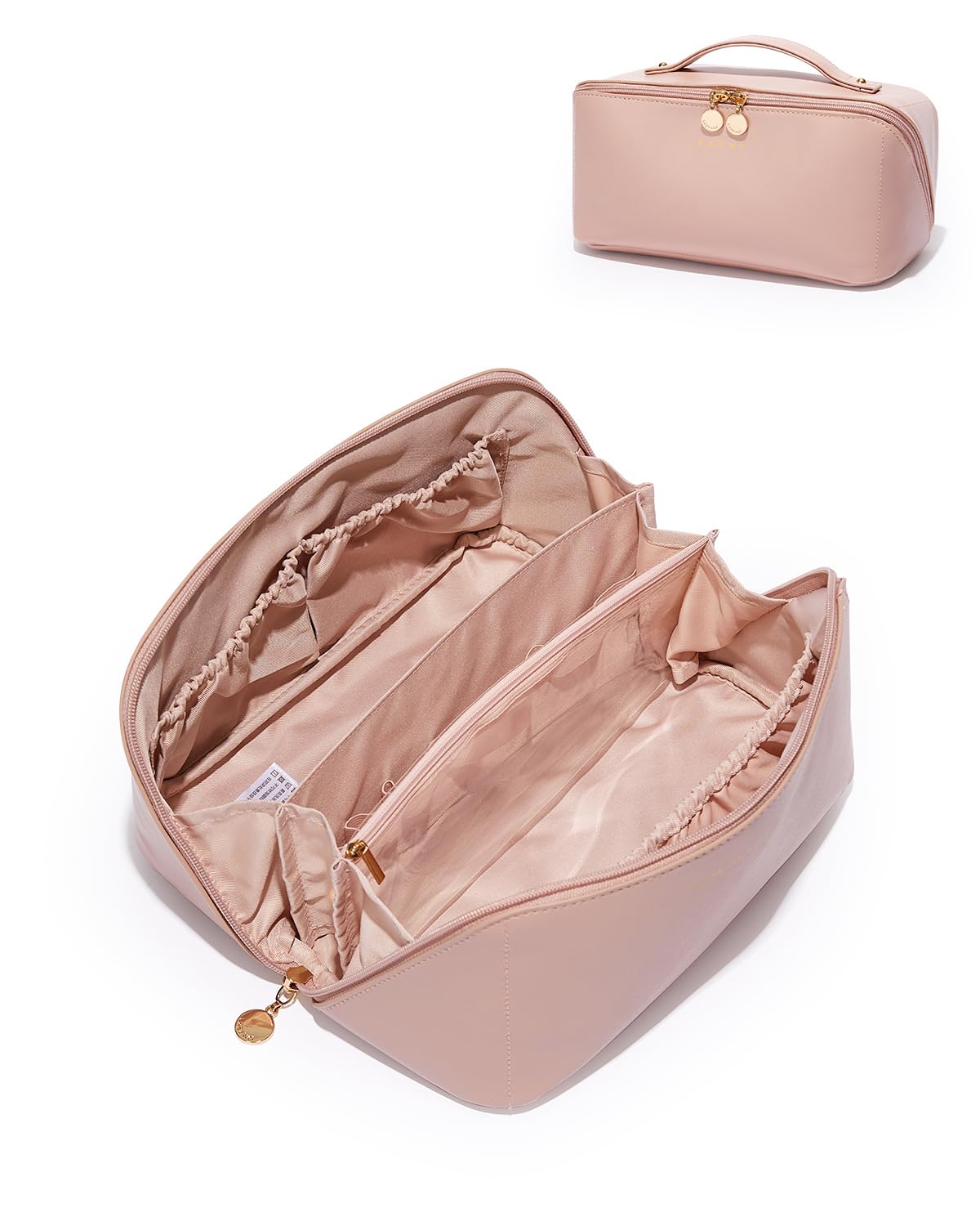 Wide-Open PU Leather Makeup Bag