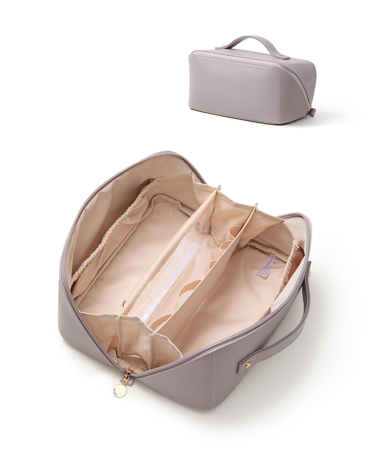 Wide-Open PU Leather Makeup Bag