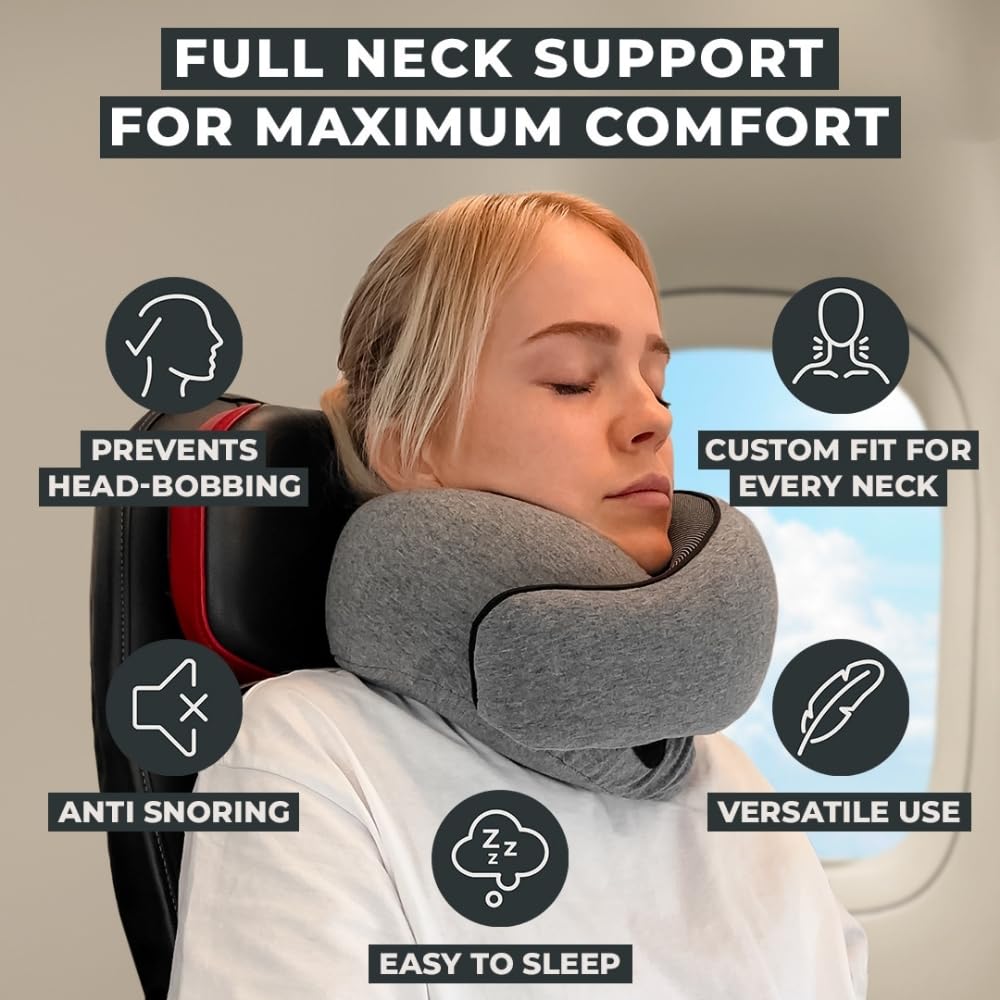 Contoured Memory Foam Travel Neck Pillow