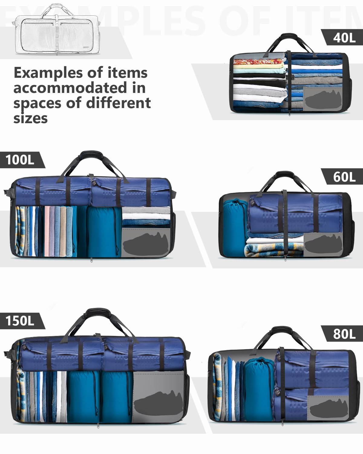 40L–150L Foldable Travel Duffel