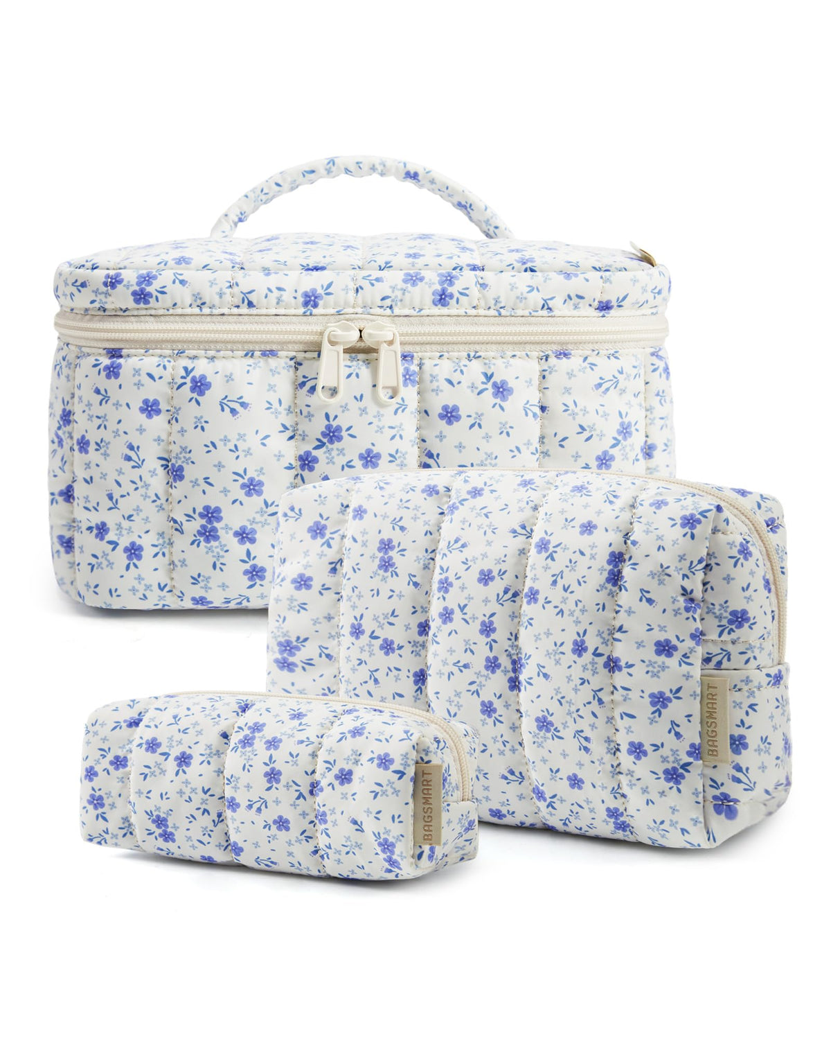 Three-Piece Padded Cosmetic Bag Set