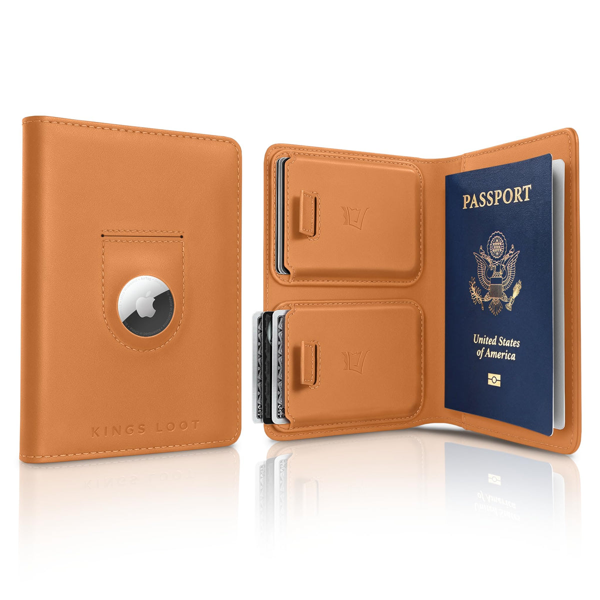 Leather RFID Passport Wallet with Tracker Pocket
