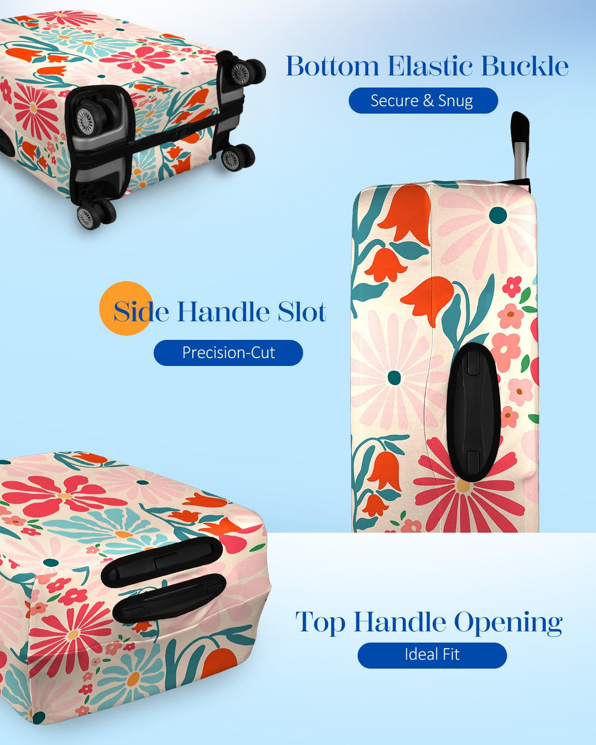 Patterned Suitcase Cover with Storage Pocket