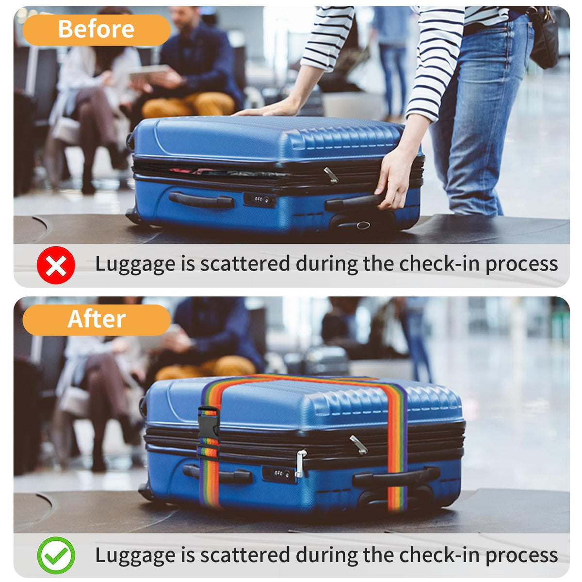 79-Inch Adjustable Luggage Strap Set