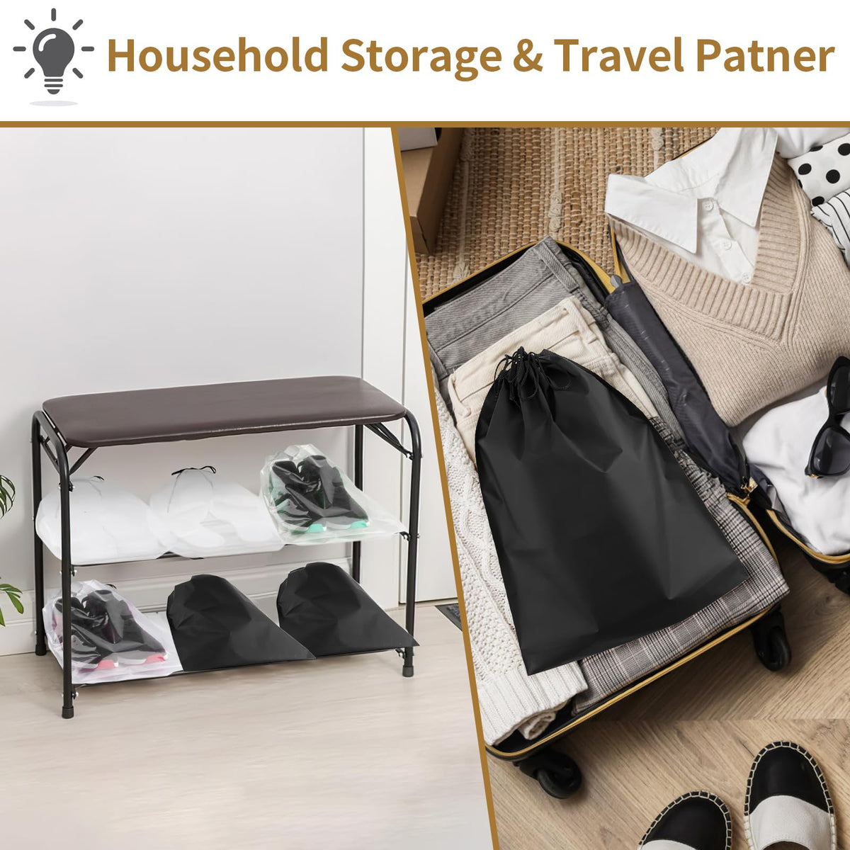 Multi-Pack Travel Shoe Storage Bags