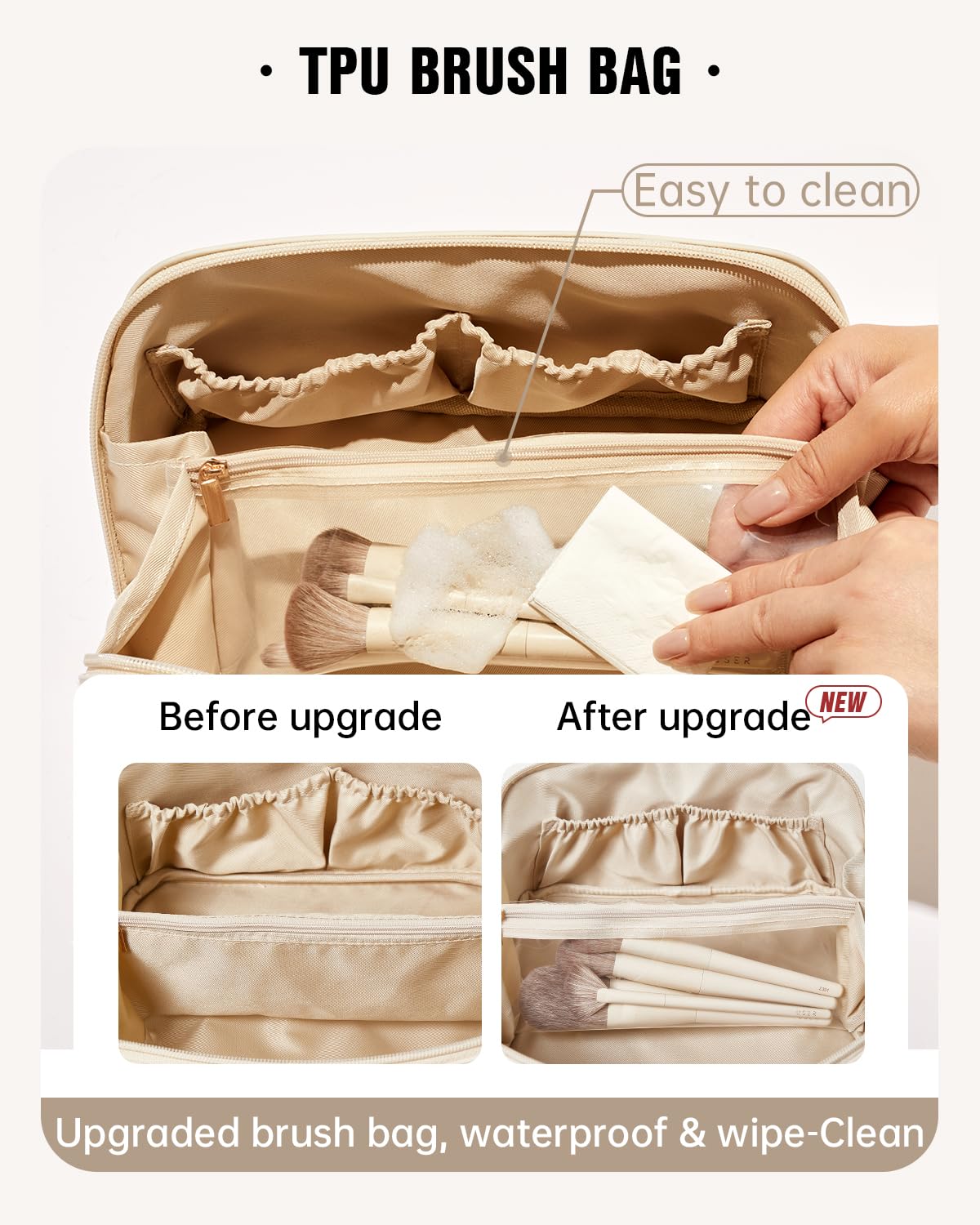 Wide-Open PU Leather Makeup Bag
