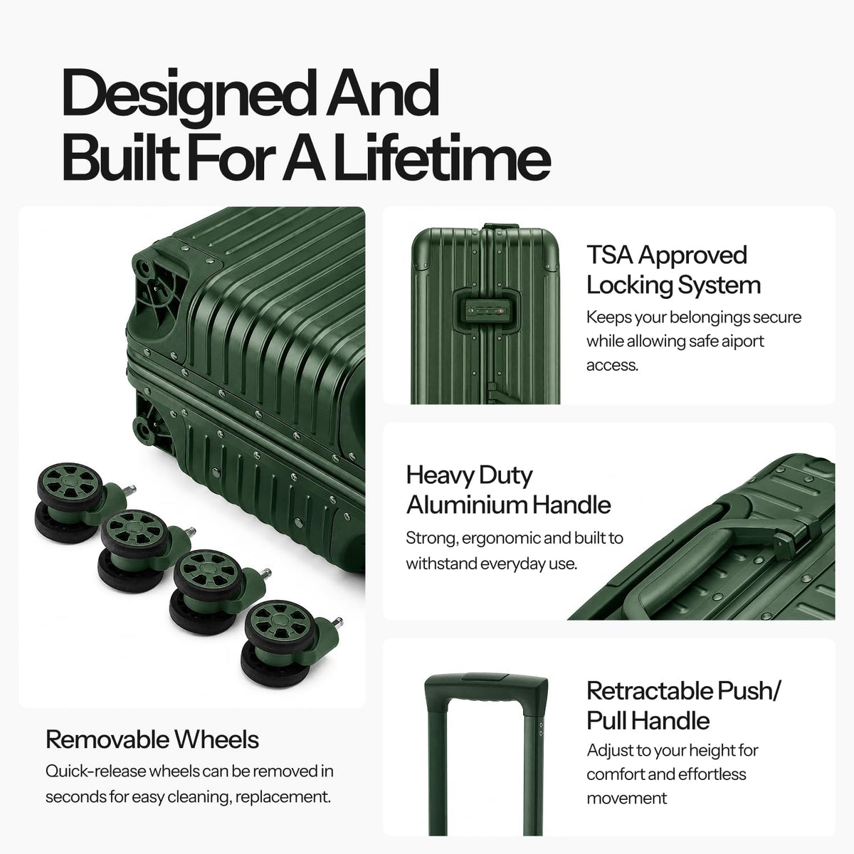 28-Inch Aluminum Checked Suitcase