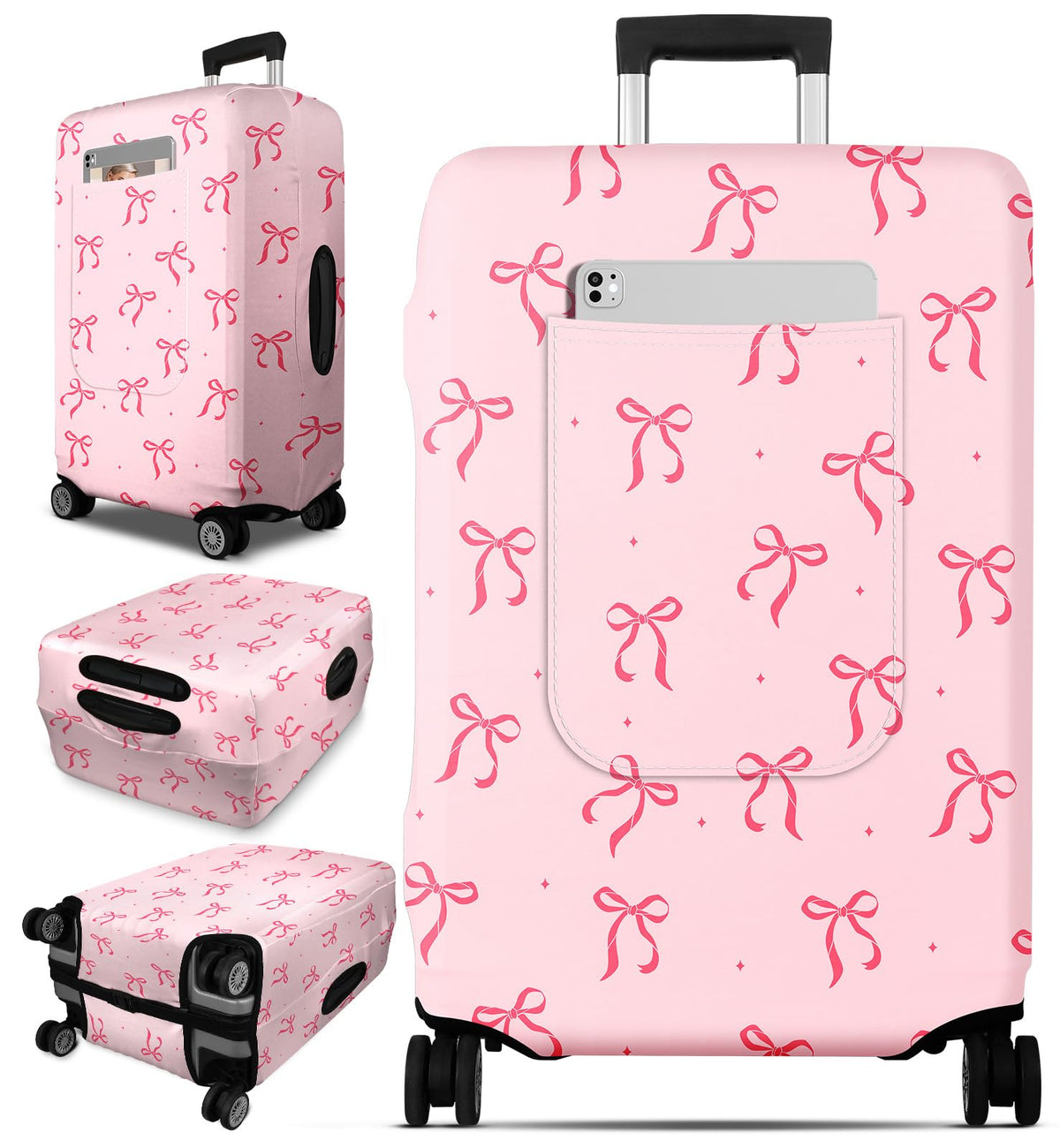 Patterned Suitcase Cover with Storage Pocket