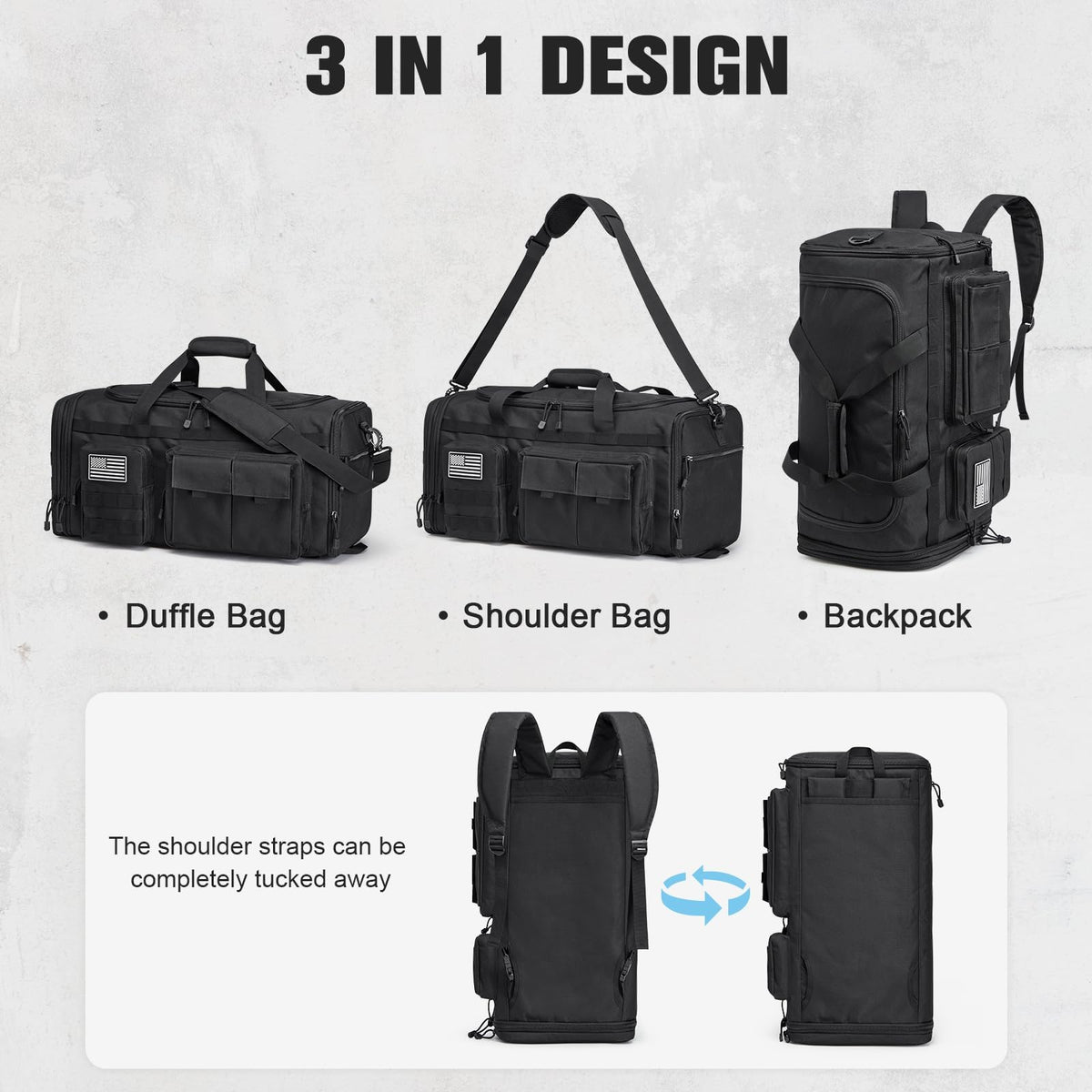 Three-in-One Expandable Duffel Backpack