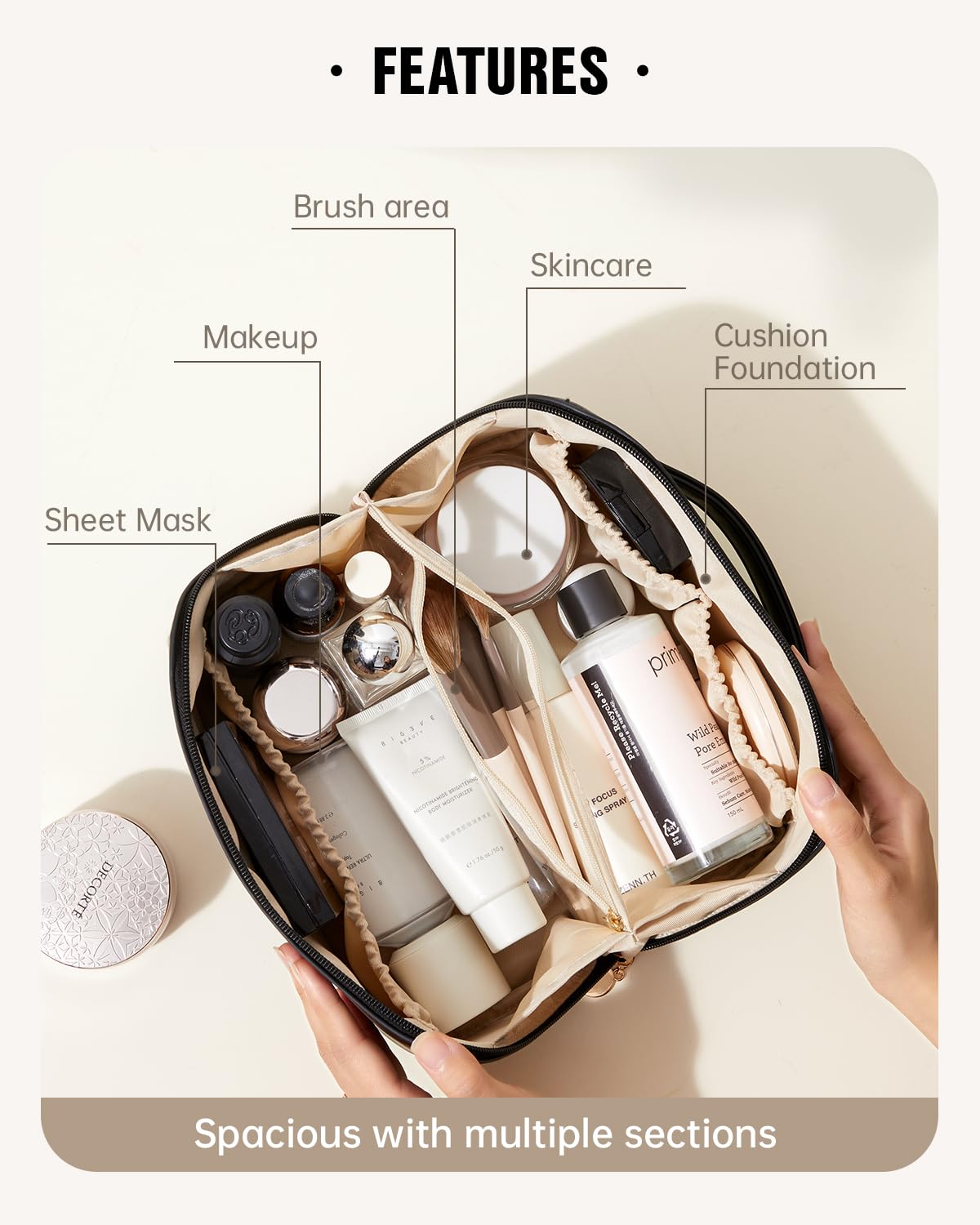 Wide-Open PU Leather Makeup Bag