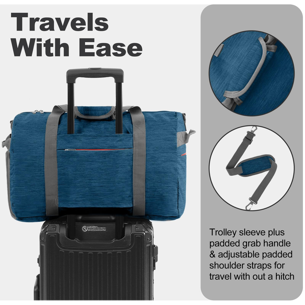 65L Foldable Duffel with Shoe Compartment