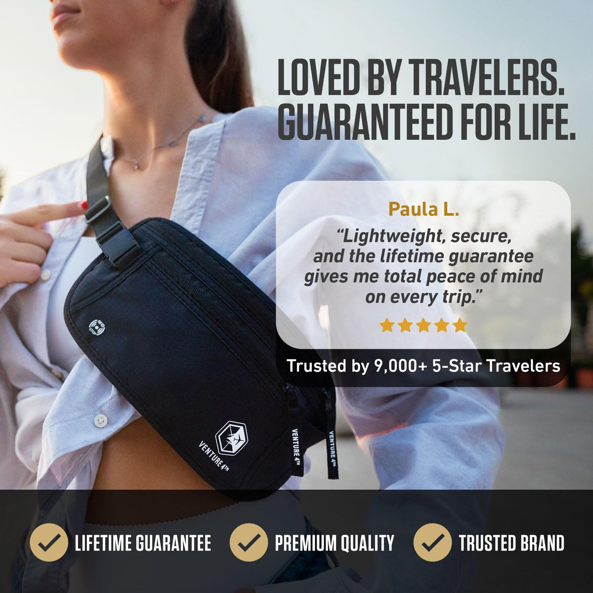 RFID-Blocking Travel Money Belt