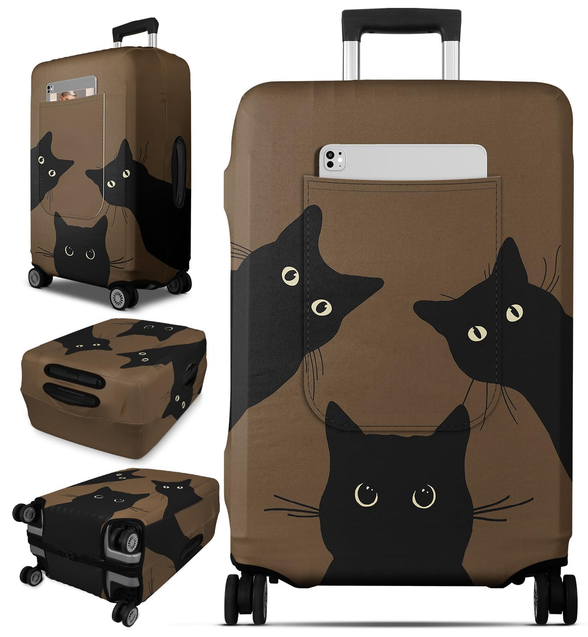 Patterned Suitcase Cover with Storage Pocket