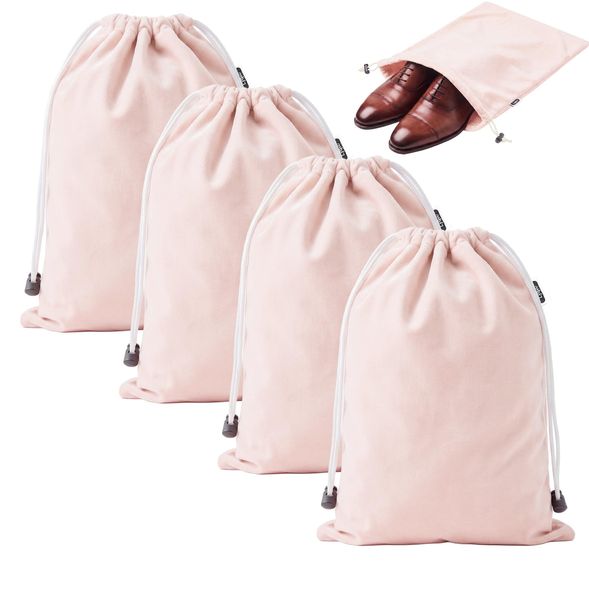 Four-Pack Flannel Drawstring Shoe Bags