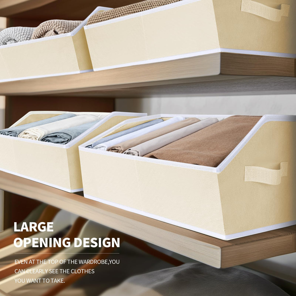 Open-Front Fabric Clothing Storage Bins