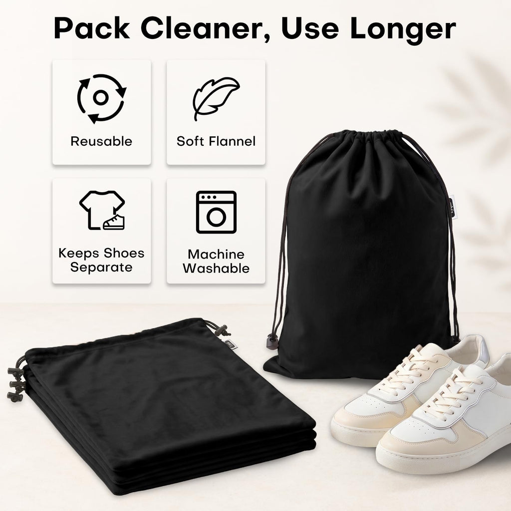 Four-Pack Flannel Drawstring Shoe Bags