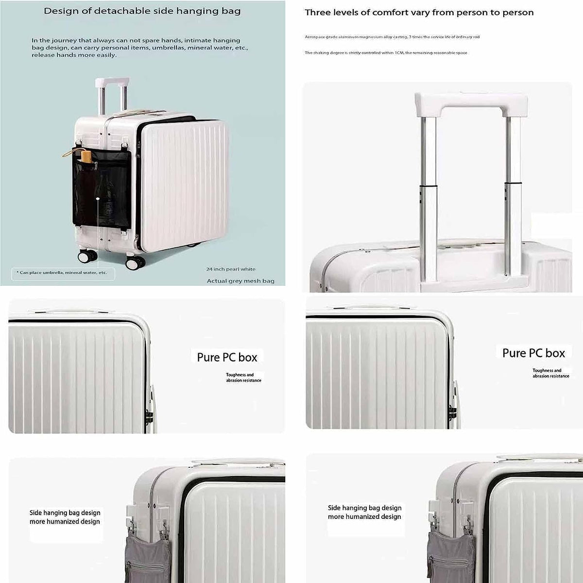 Detachable-Bag Wheeled Carry-On Suitcase