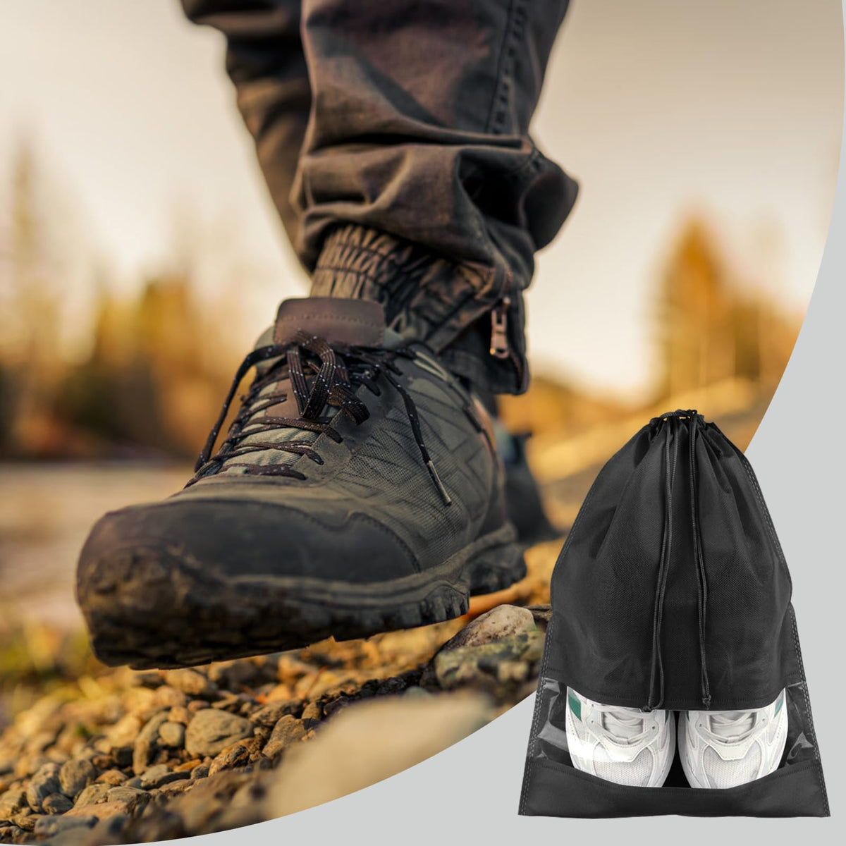 Drawstring Shoe Bags with Clear Window
