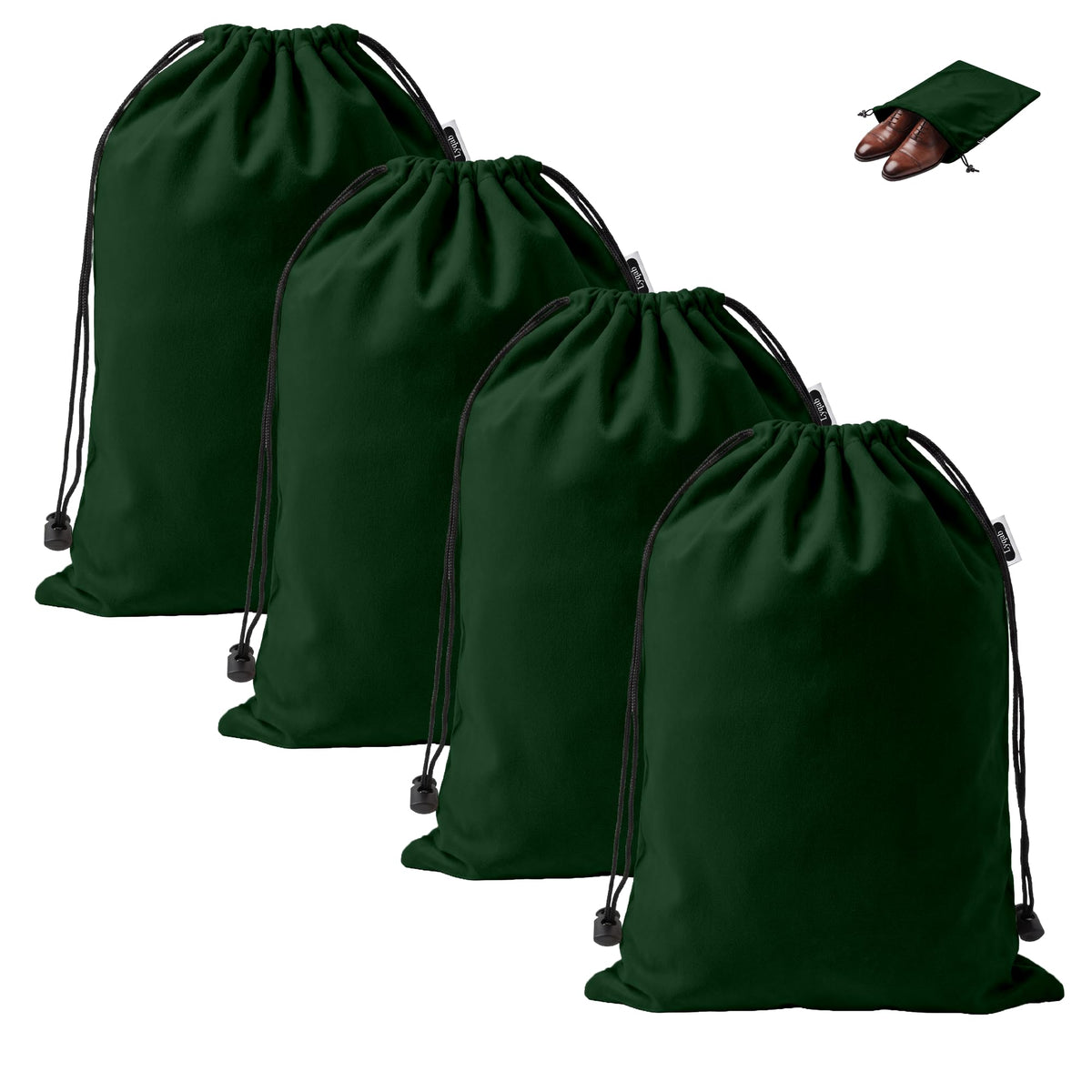 Four-Pack Flannel Drawstring Shoe Bags