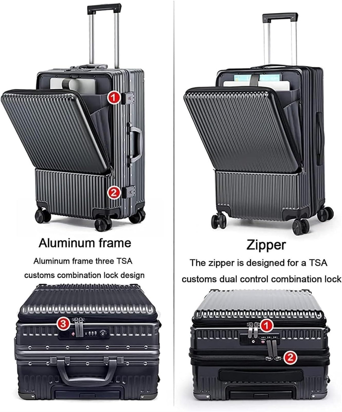 Front-Pocket Aluminum-Frame Suitcase