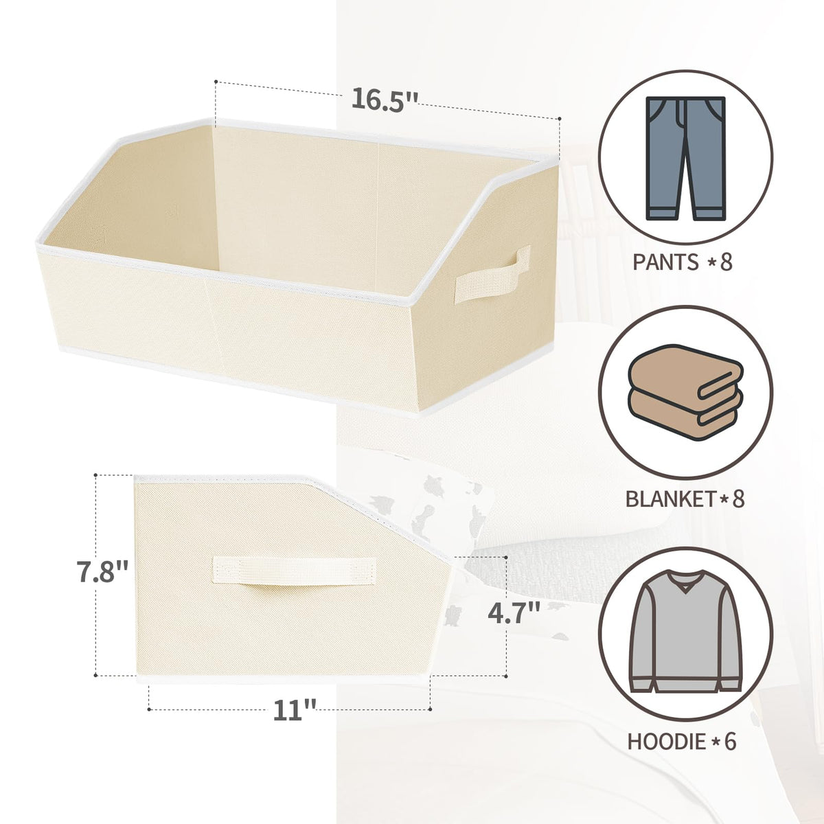 Open-Front Fabric Clothing Storage Bins