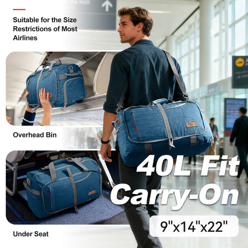 65L Foldable Duffel with Shoe Compartment
