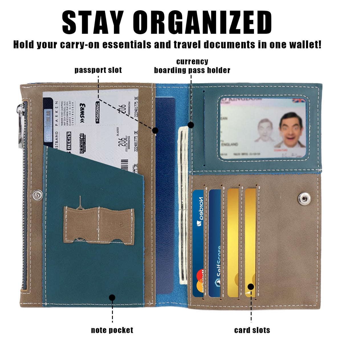 Slim Leather Passport and Document Wallet